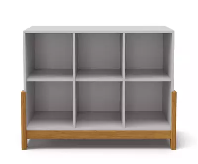 Cube de rangement 6 cases horizontales en bois et blanc