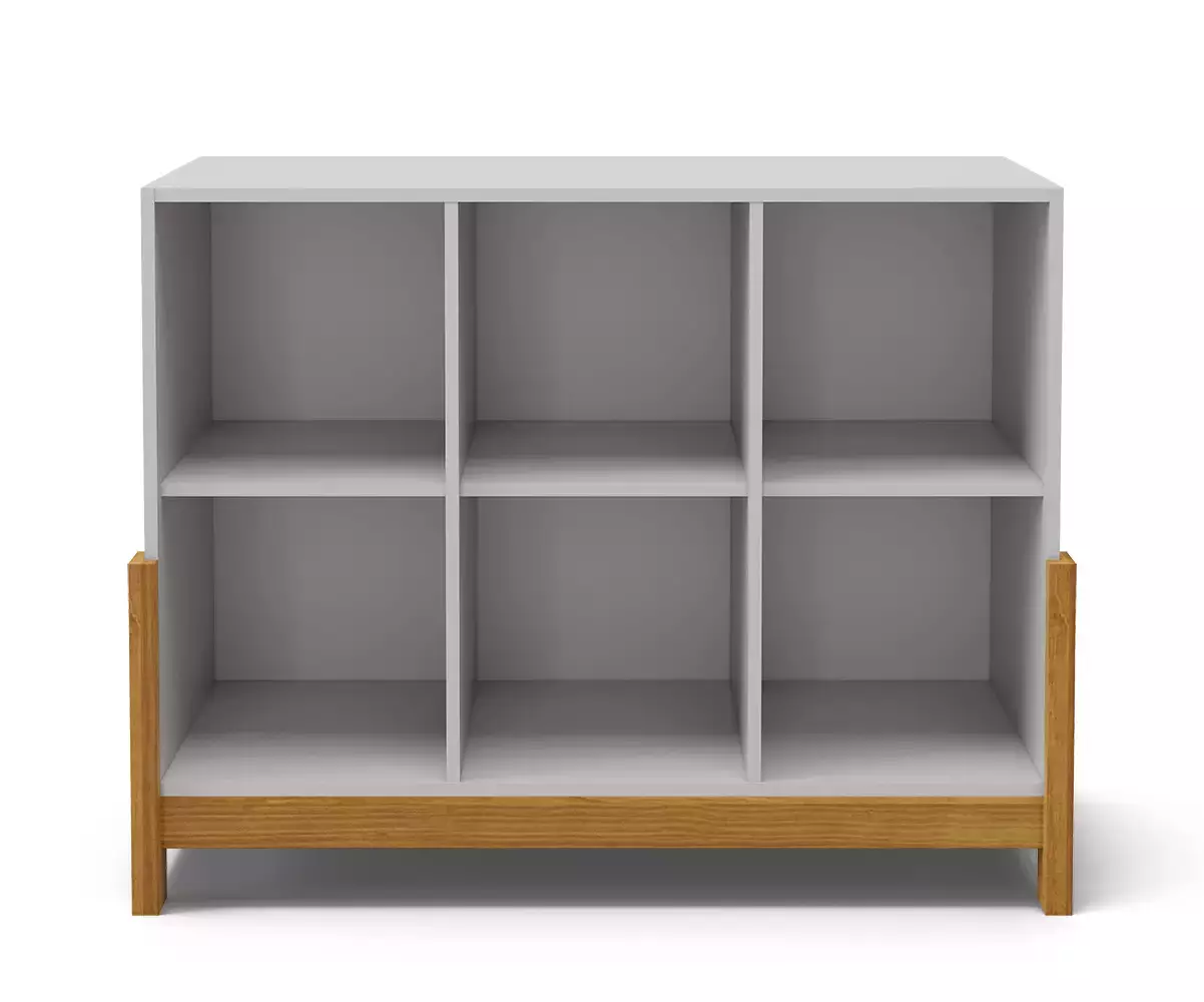 Cube de rangement 6 cases horizontales en bois et blanc Cube de rangement 6 cases horizontales en bois et blanc