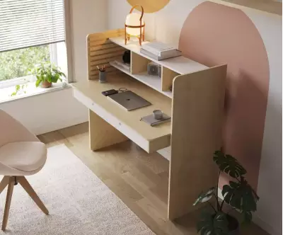 Bureau Duncan pour adulte bois et blanc