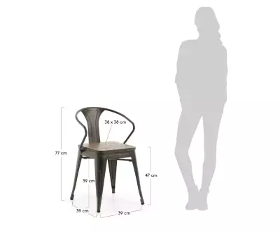 dimensions chaise en acier méta