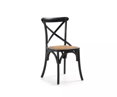 chaise bistrot en bois et osier wood coloris noir