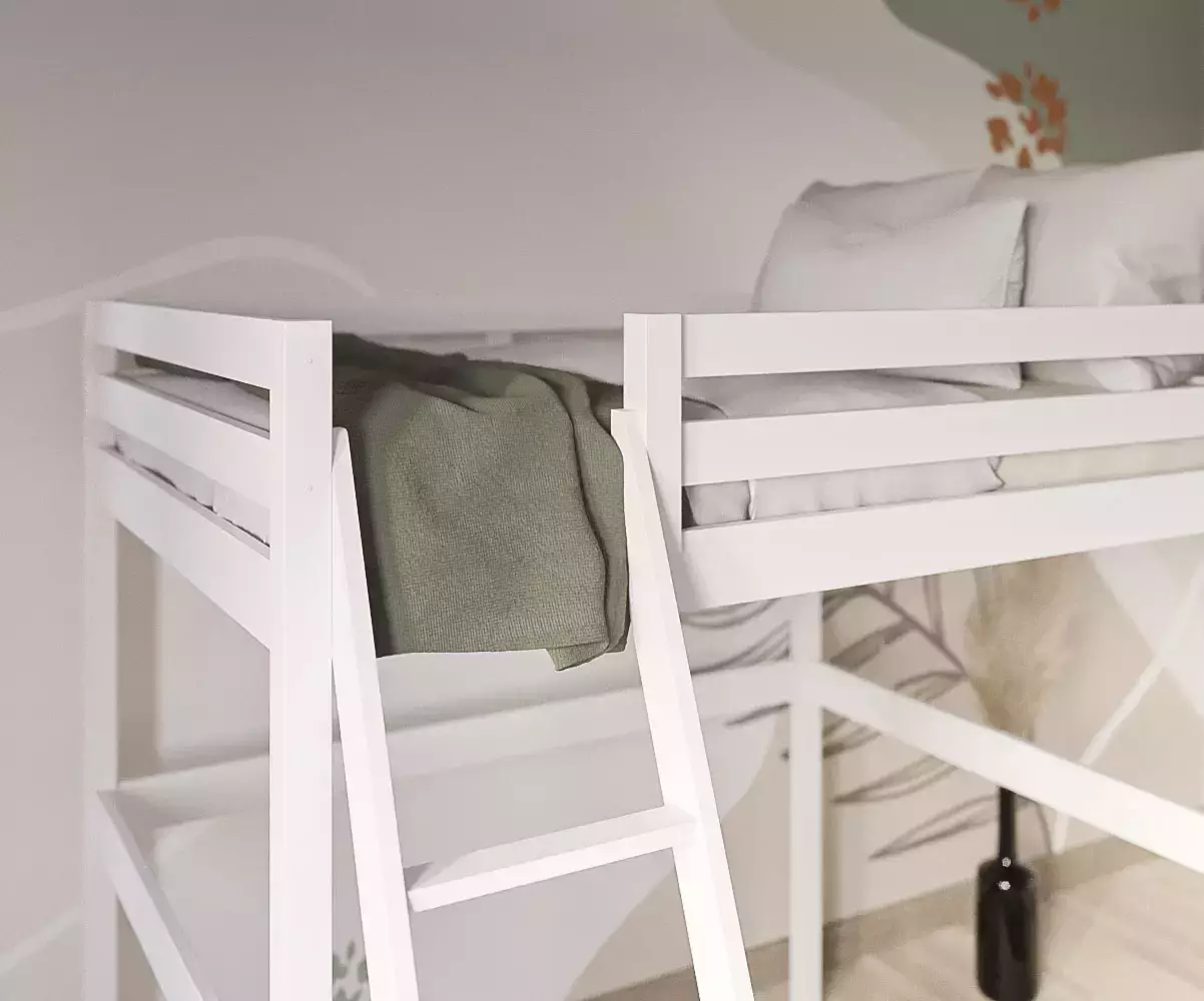 Lit mezzanine Ted deux couchages blanc Lit mezzanine Ted deux couchages blanc