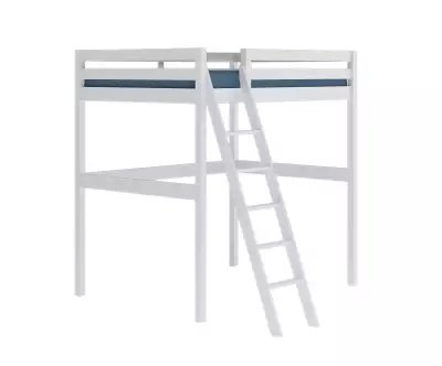 Lit mezzanine Ted en bois massif blanc