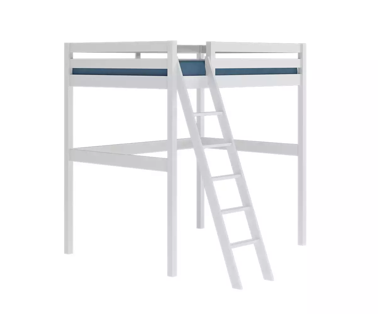 Lit mezzanine Ted en bois massif blanc Lit mezzanine Ted en bois massif blanc