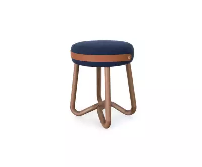 Tabouret Loop Assise confortable en bois massif et tissu