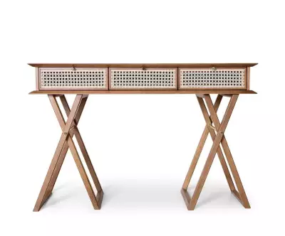 Console Dinda Mobilier de designer en bois massif et cannage naturel