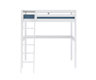 Lit deux couchages mezzanine blanc