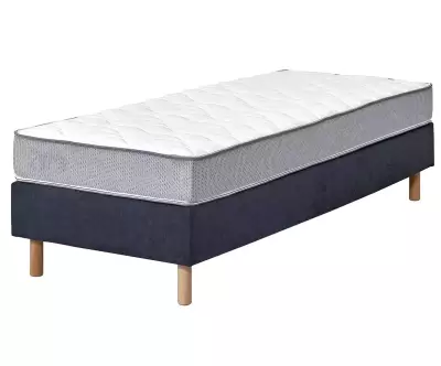 Sommier en tissu 1 couchage Senesi bleu  avec pieds et matelas en option