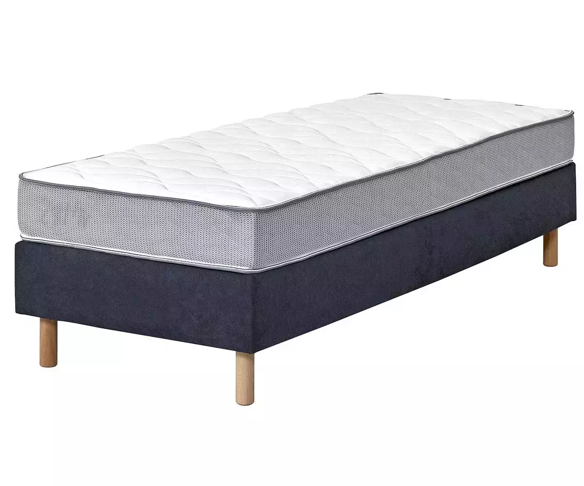 Sommier en tissu 1 couchage Senesi bleu avec pieds et matelas en option Sommier en tissu 1 couchage Senesi bleu avec pieds et matelas en option