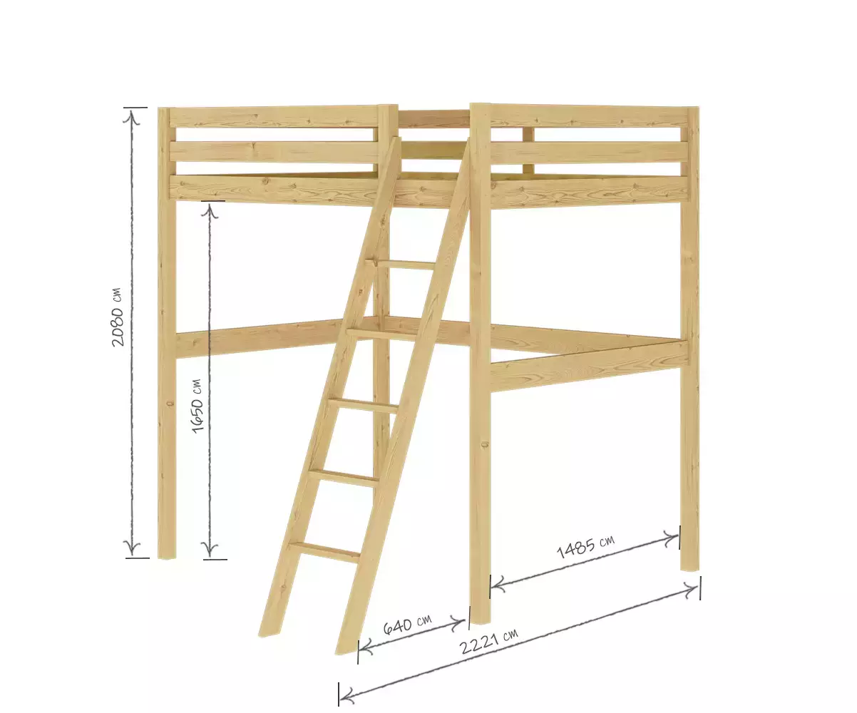 Dimensions du lit Ted deux couchages bois Dimensions du lit Ted deux couchages bois