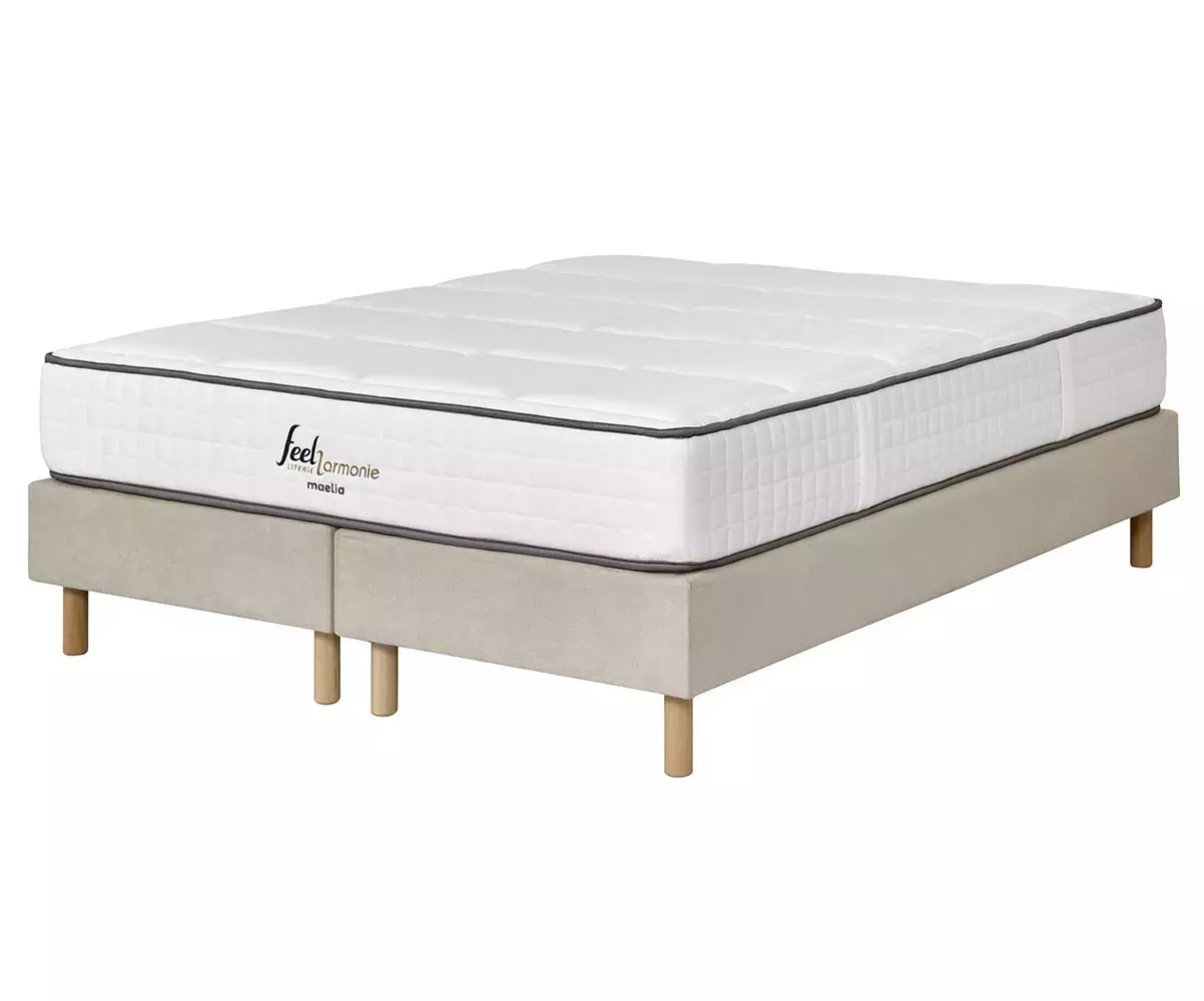 Lot de 2 sommiers tapissiers avec un matelas double Lot de 2 sommiers tapissiers avec un matelas double