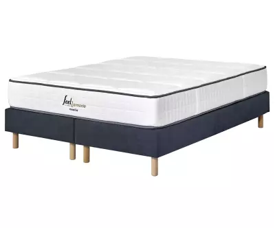 Sommiers tapissiers avec matelas double bleu