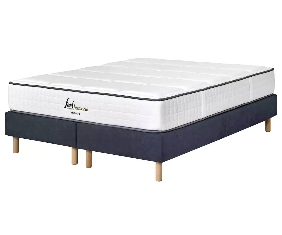 Sommiers tapissiers avec matelas double bleu Sommiers tapissiers avec matelas double bleu