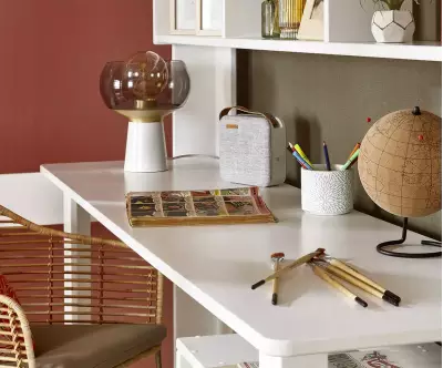 Bureau en bois massif Milos blanc