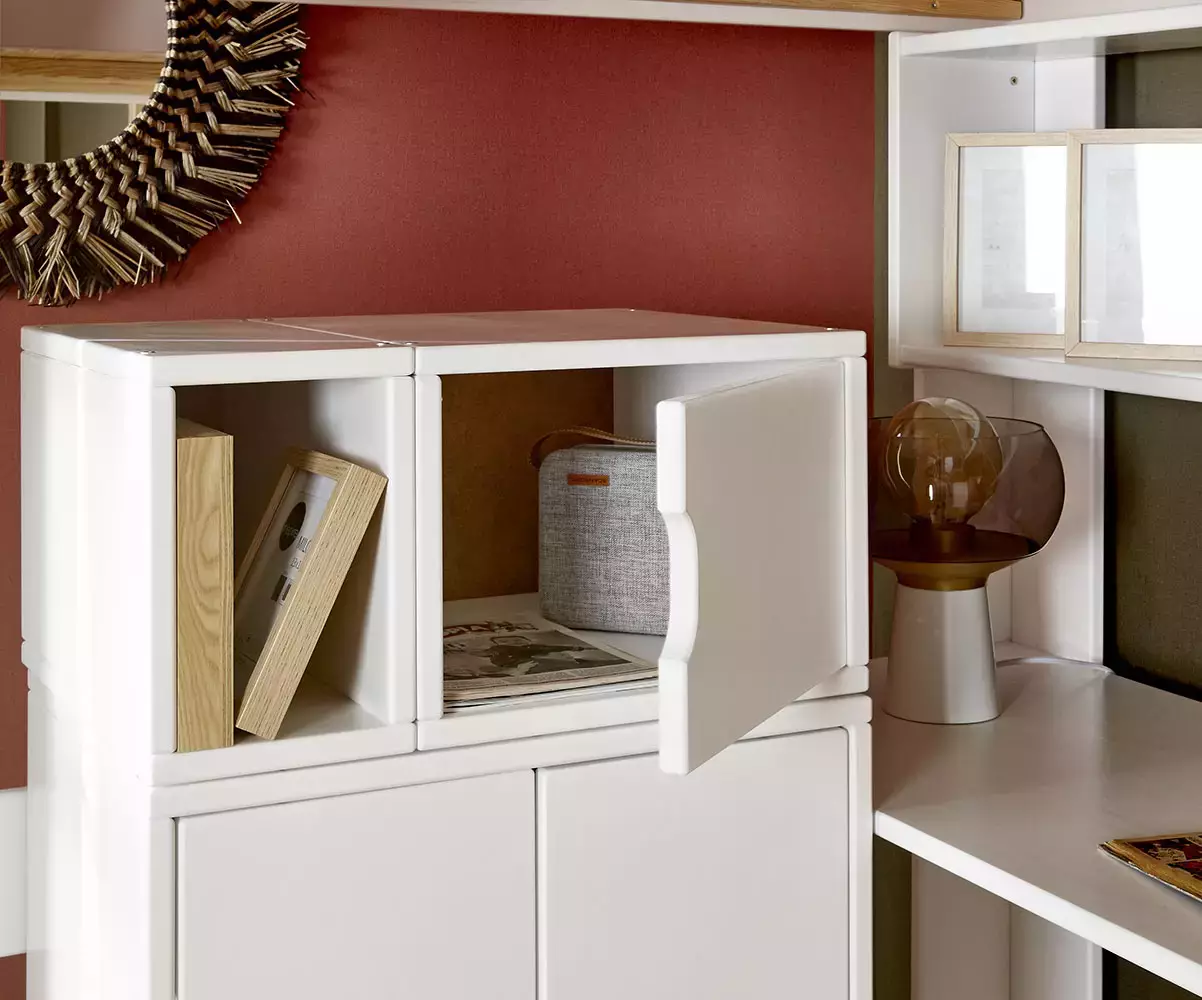 Caisson de rangement 1 porte avec niche blanc Caisson de rangement 1 porte avec niche blanc