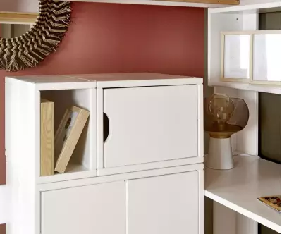 Rangement 1 porte avec niche blanc