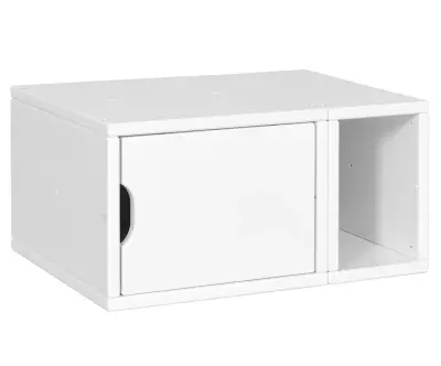 Rangement 1 porte avec niche Milos blanc pour lit mezzanine