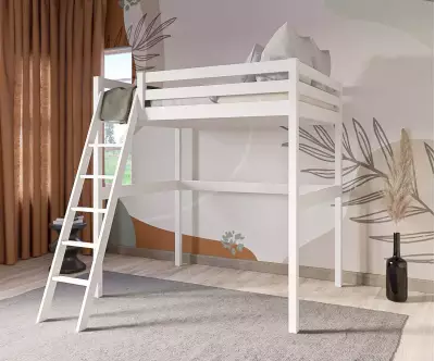 Lit mezzanine Ted blanc avec matelas