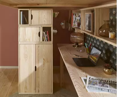 Armoire avec rangements Milo bois naturel
