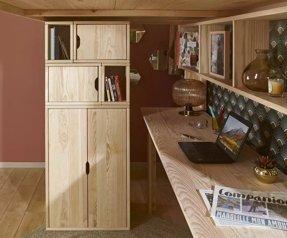 Armoire avec rangements Milo bois naturel Armoire avec rangements Milo bois naturel