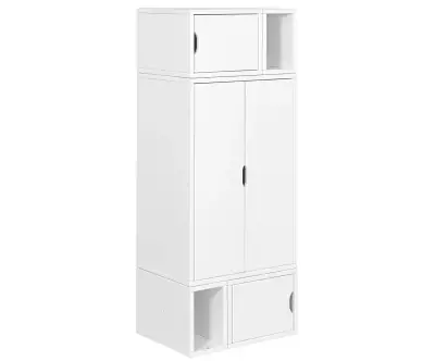 Armoire avec rangements blanc Milos en bois massif