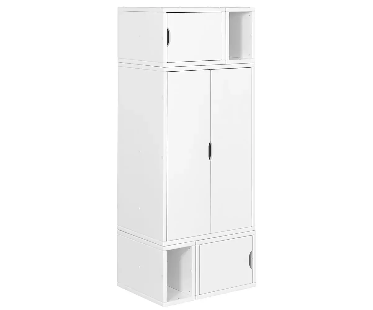 Armoire avec rangements blanc Milos en bois massif Armoire avec rangements blanc Milos en bois massif