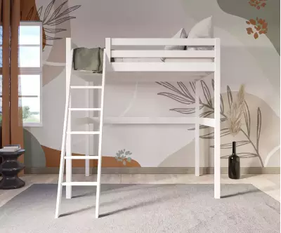 Lit mezzanine deux places blanc avec matelas