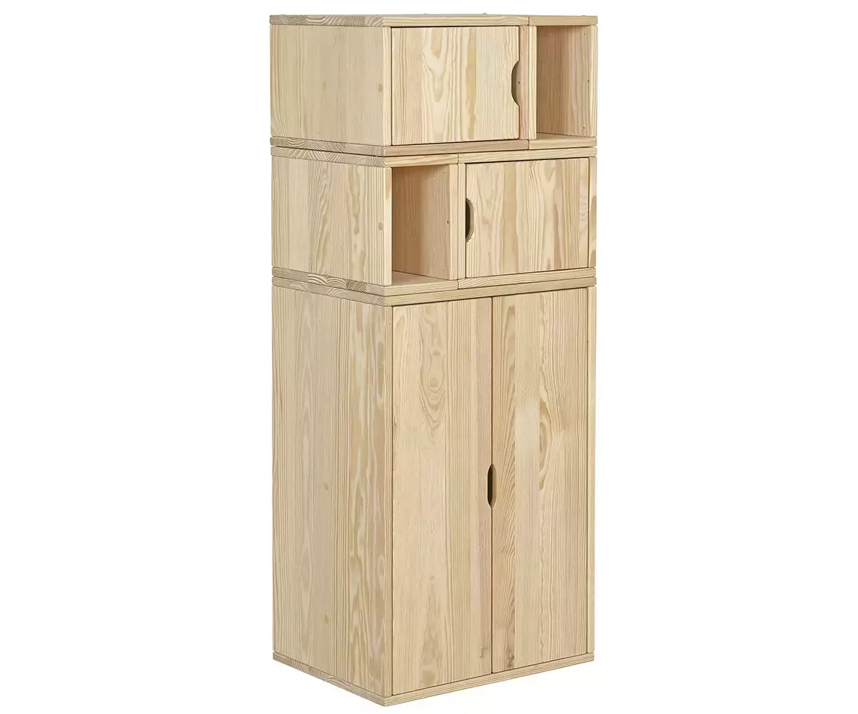 Armoire avec rangements bois naturel Milos en bois massif Armoire avec rangements bois naturel Milos en bois massif