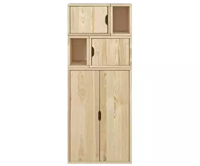 Armoire avec rangements bois naturel Milos
