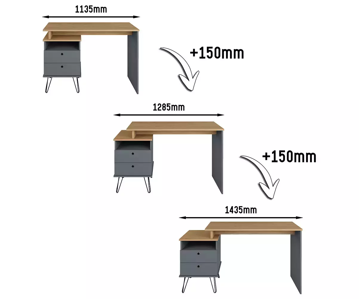 Extensions possibles du bureau modulable Darrel Extensions possibles du bureau modulable Darrel