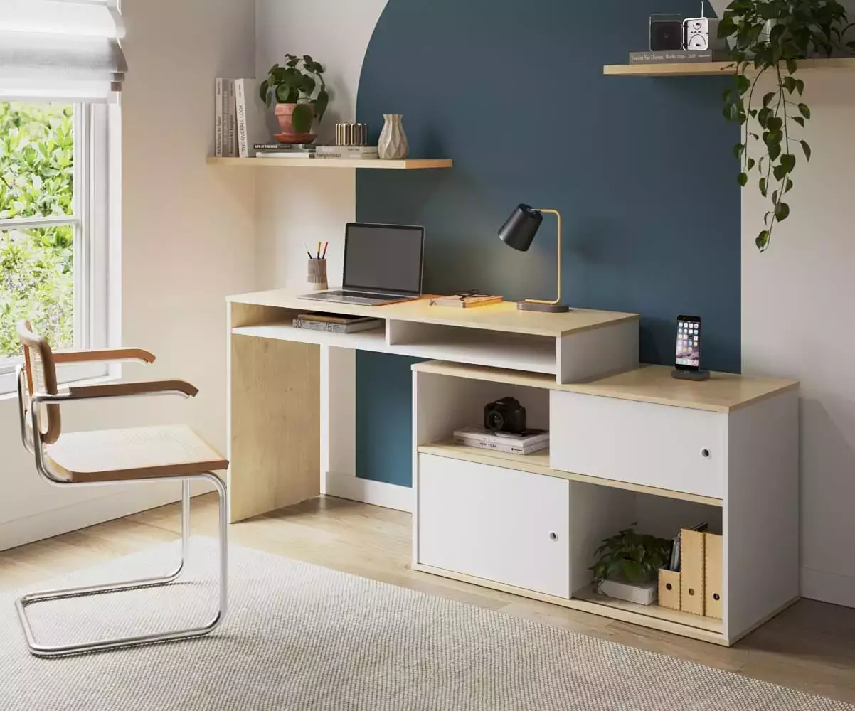 Bureau blanc et bois Isonoé Bureau blanc et bois Isonoé