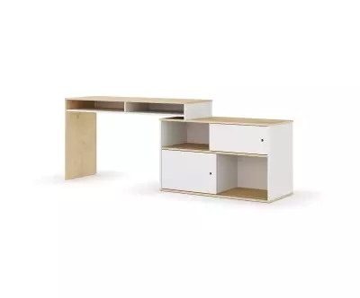 Bureau en position droite blanc et bois