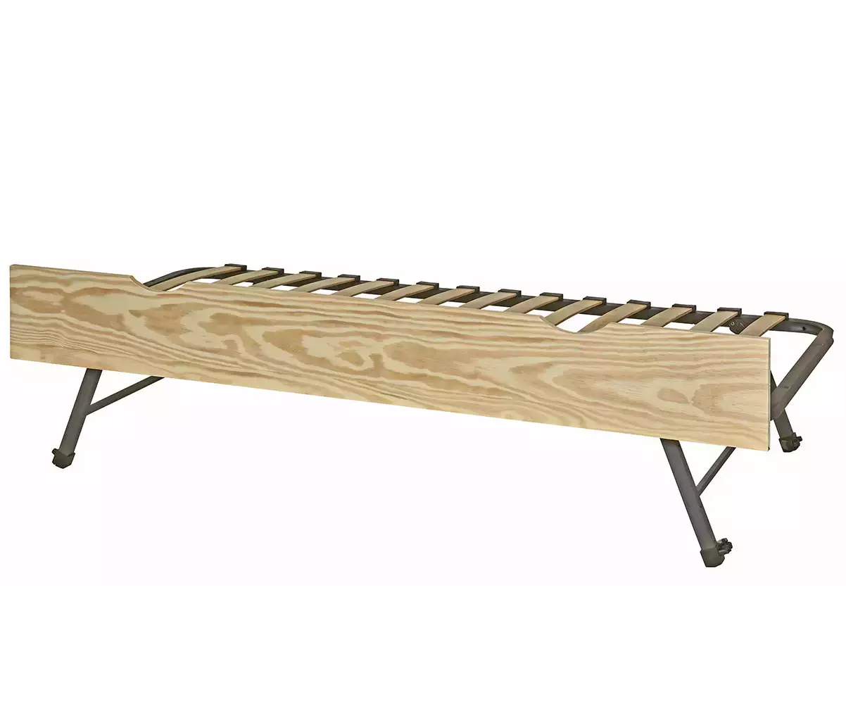Sommier gigogne brut en bois naturel avec façade en bois massif Sommier gigogne brut en bois naturel avec façade en bois massif