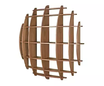 Etagère Volana vue de 3/4 en noyer