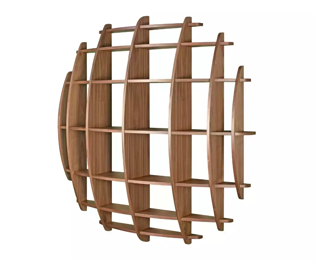 Etagère Volana vue de 3/4 en noyer Etagère Volana vue de 3/4 en noyer