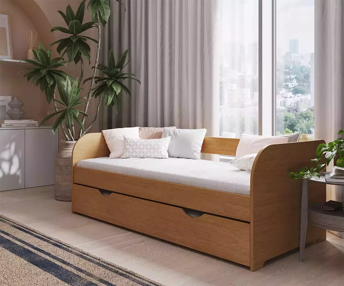 Lit flocon noisette avec matelas et tiroir en option Lit flocon noisette avec matelas et tiroir en option
