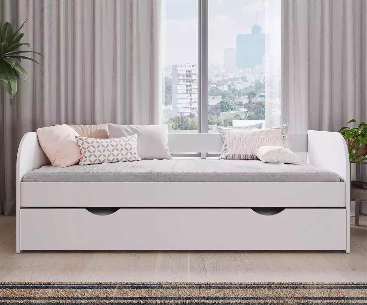 Lit gigogne 2 couchages flocon blanc Lit gigogne 2 couchages flocon blanc