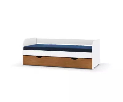 Lit gigogne 2 couchages - blanc et noisette