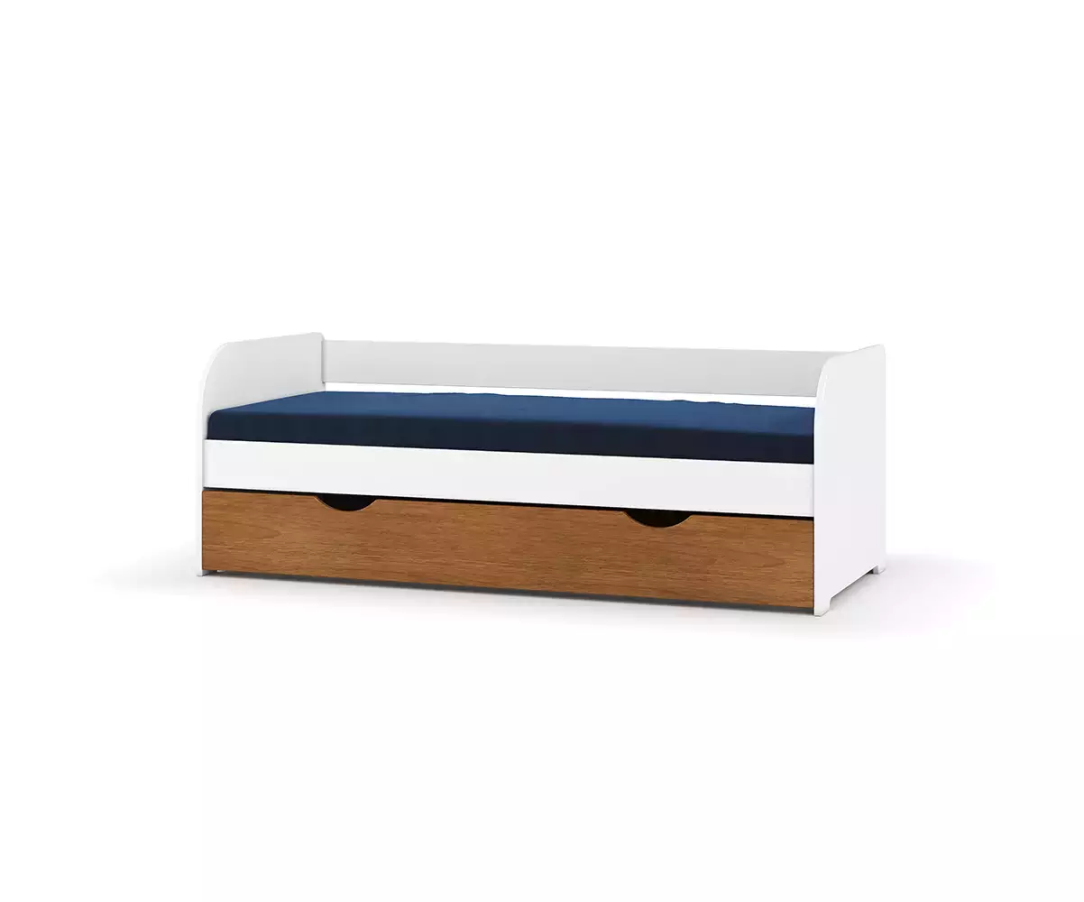 Lit gigogne 2 couchages - blanc et noisette Lit gigogne 2 couchages - blanc et noisette