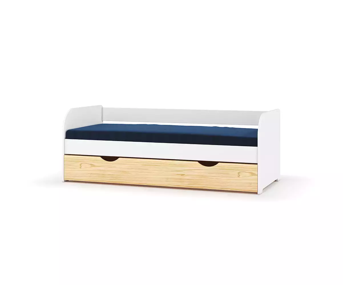 Lit gigogne 2 couchages - blanc et brut Lit gigogne 2 couchages - blanc et brut