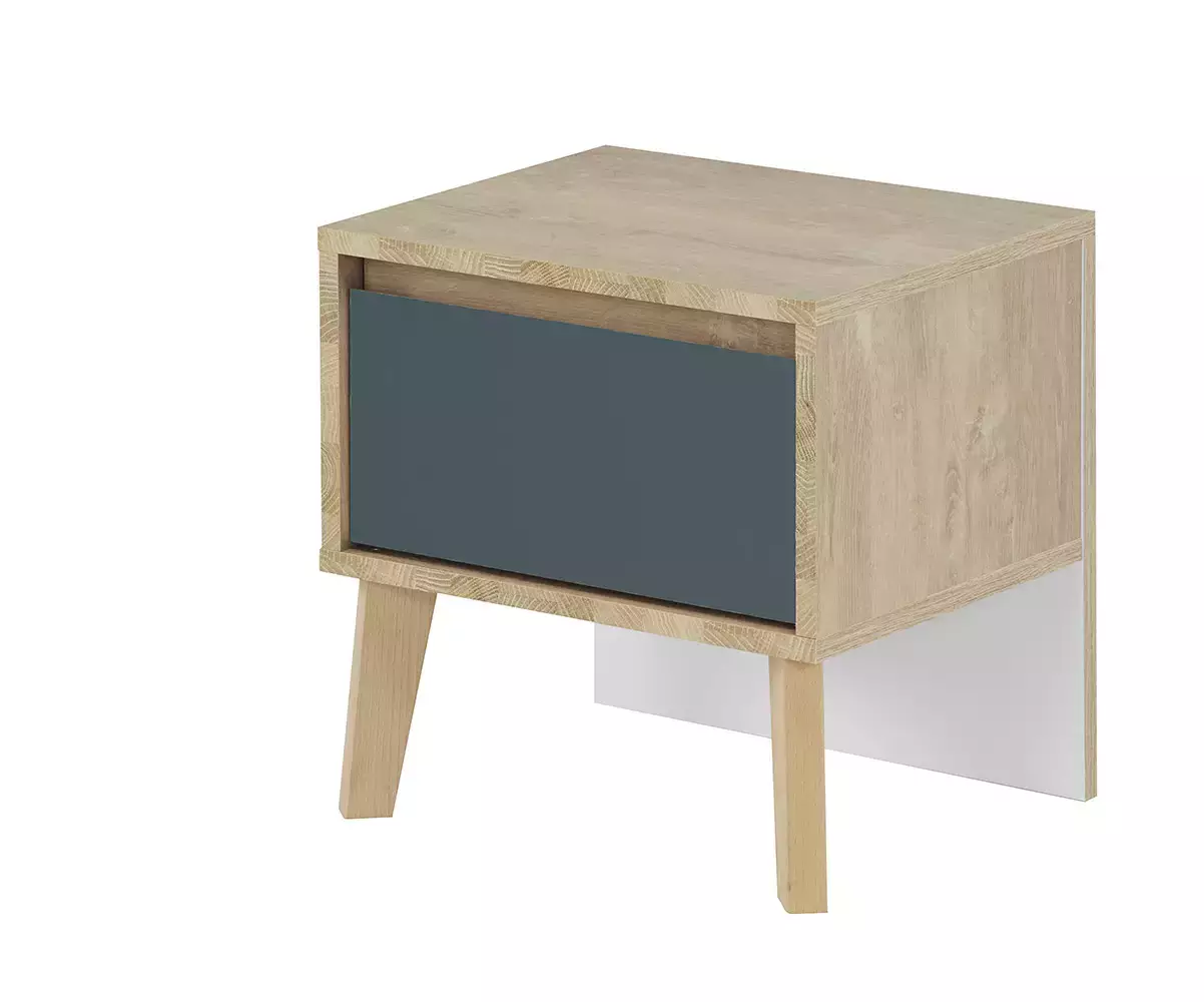 Table de nuit bleue et bois Table de nuit bleue et bois