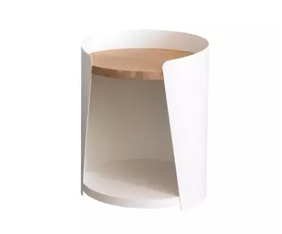 Table de chevet Loft blanc et bois