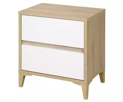 Chevet chêne et blanc Deneb avec pieds