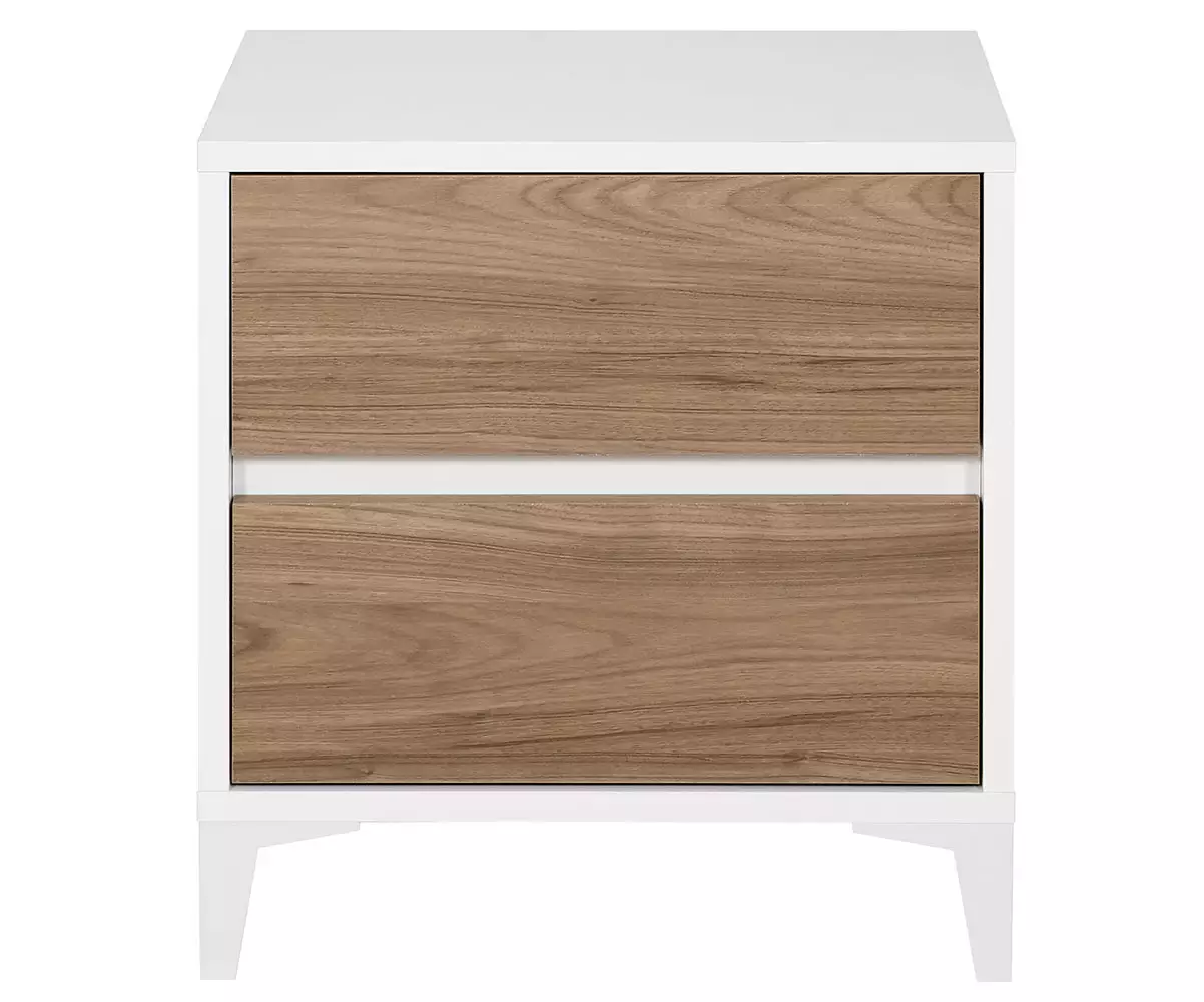 Chevet blanc et noyer Deneb en bois Chevet blanc et noyer Deneb en bois