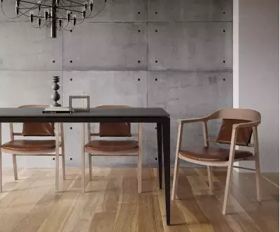Fauteuil Arquelis cuir et bois