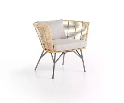 Fauteuil Berta design en rotin pour intérieur et extérieur couvert