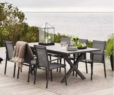 Fauteuil Agde en métal et tissu noir