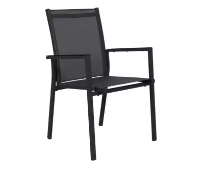 Ensemble chaise en métal et tissu noir