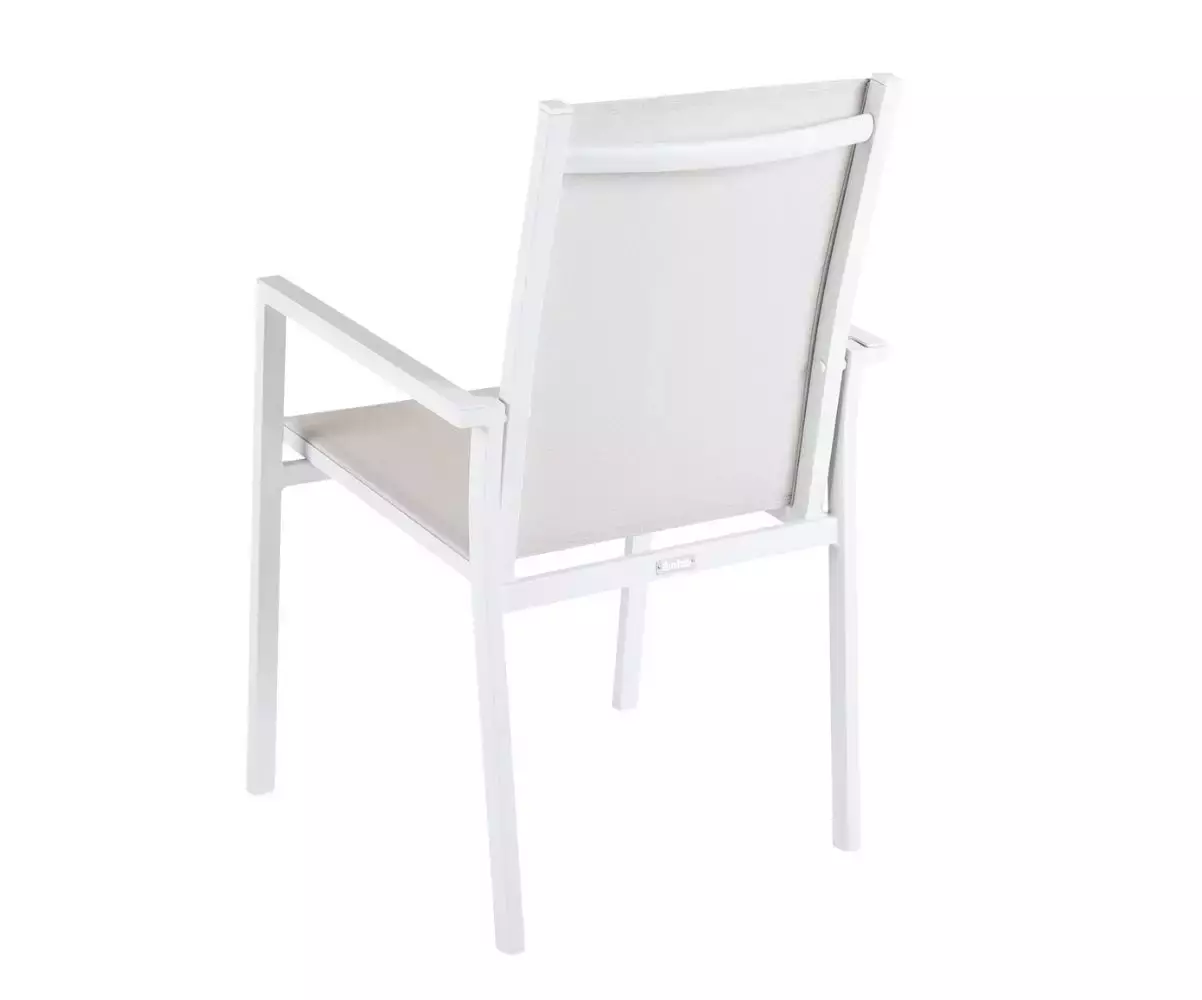 Ensemble avec chaise en métal et tissu blanc Ensemble avec chaise en métal et tissu blanc