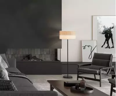 Lampadaire Sisia coloris noir et lin a un style contemporain